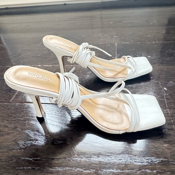 Tony Bianco White Lace Up Tie Heels - Picture 8 of 10